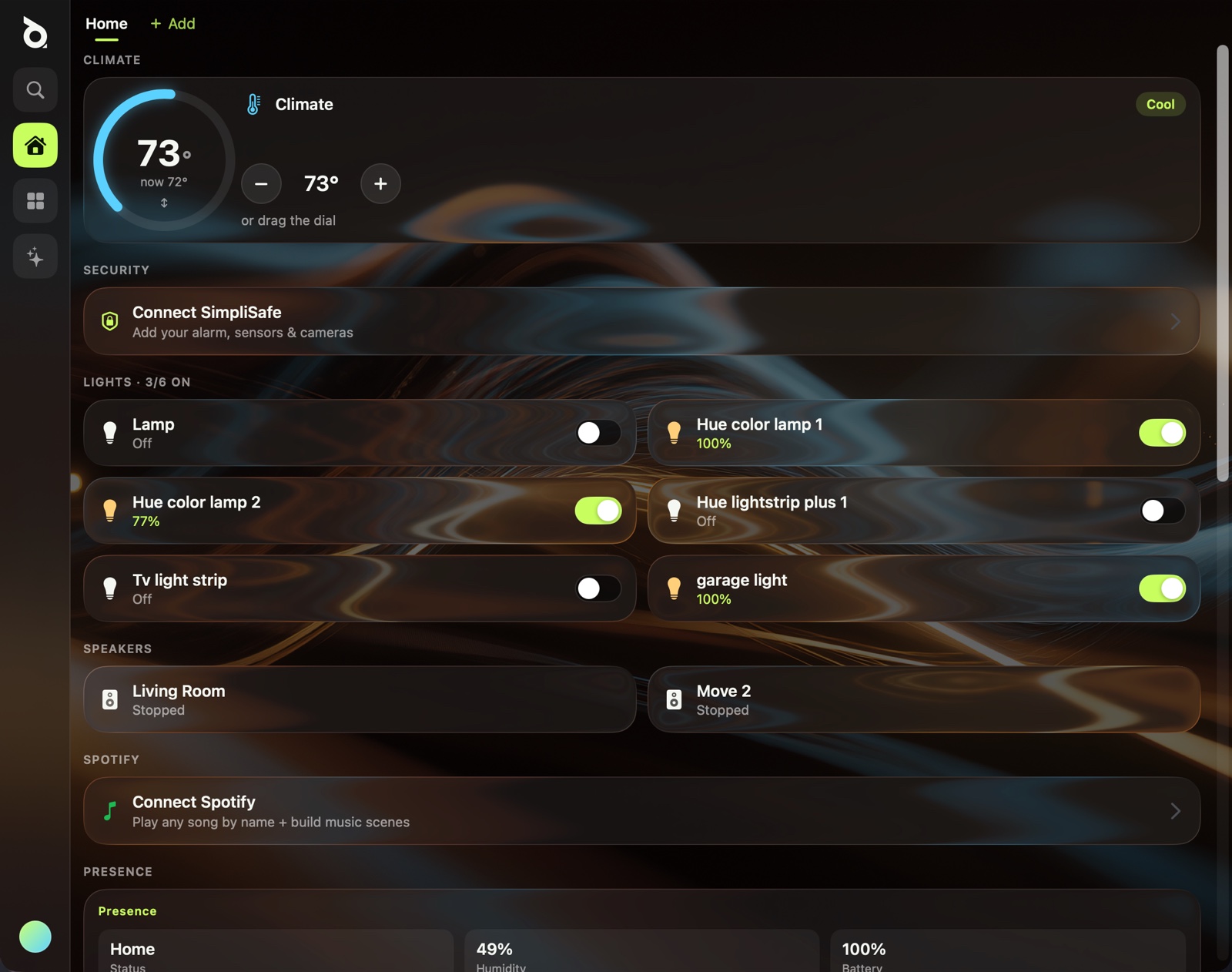 The dew home dashboard