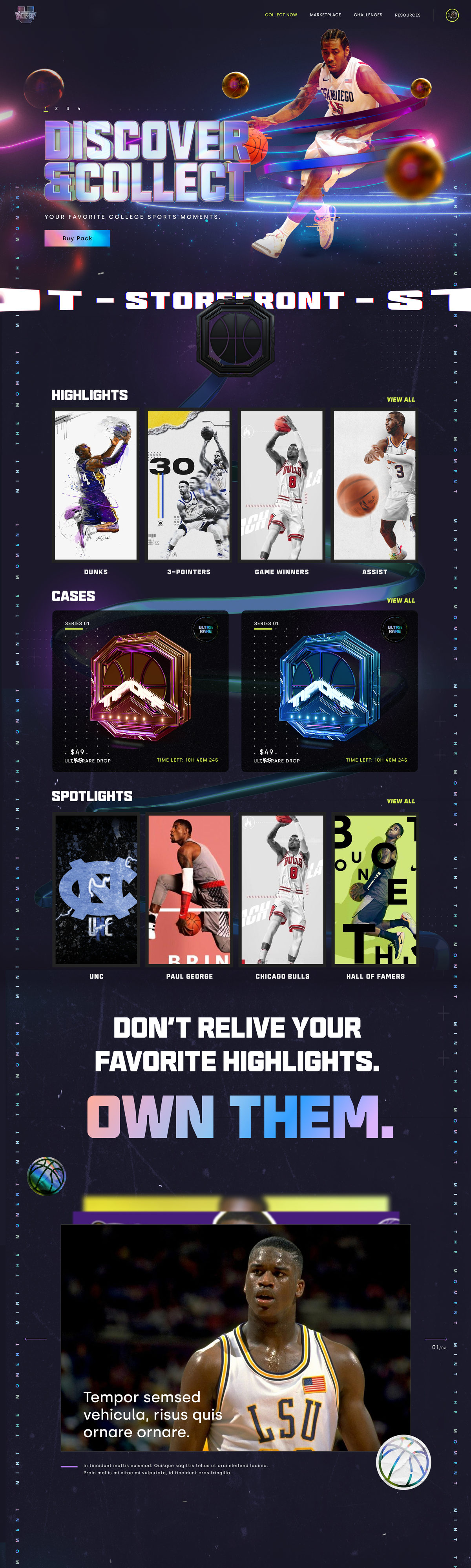 Full-page design of the NFTU marketplace