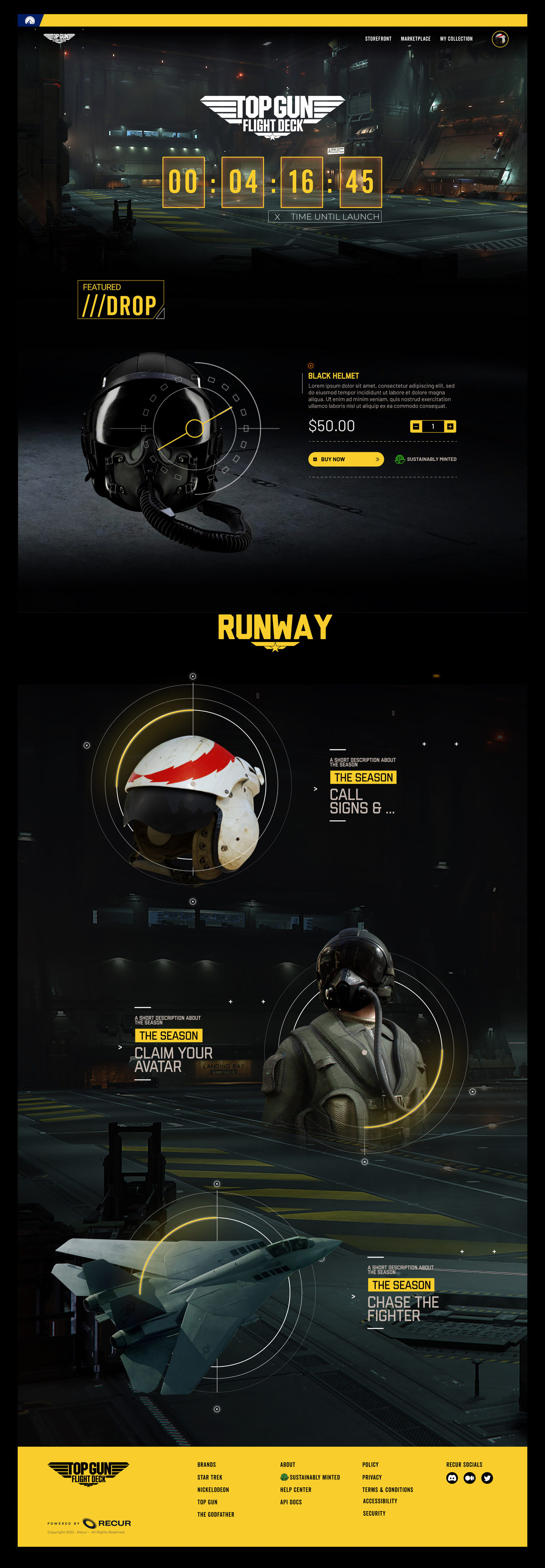 Full-page design of the Top Gun marketplace